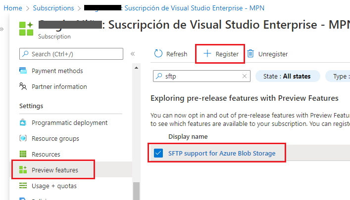 Habilitar soporte de SFTP para Azure Blob Storage